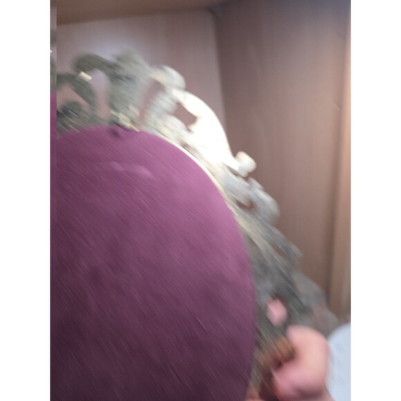 Antique Vintage Wrought Iron Victorian oval Picture Frame bubble glass floral - Picture 9 of 11